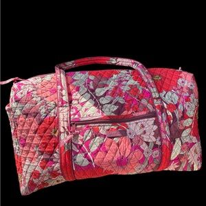 Vera Bradley Quilted Floral Travel Duffel in Pink and Red